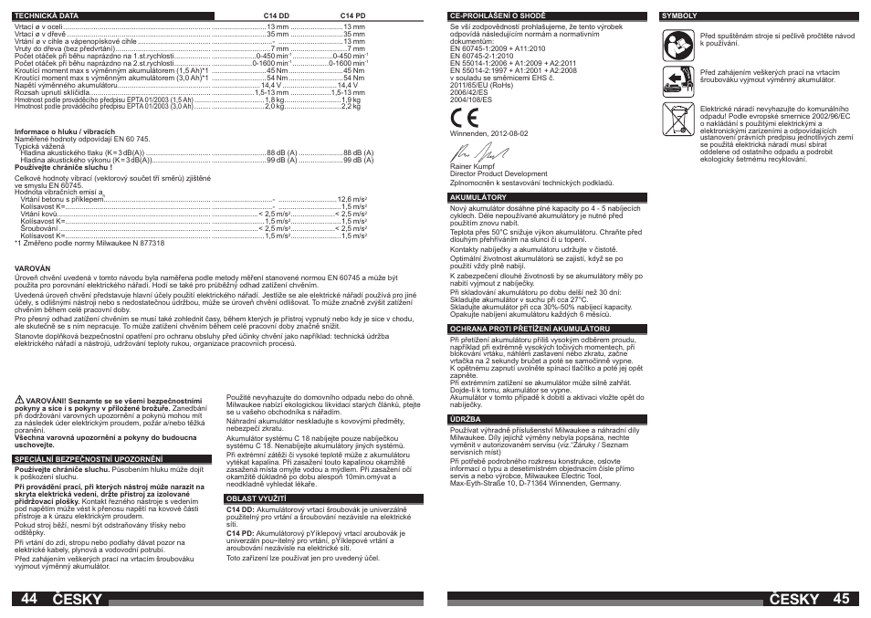 Česky | Milwaukee C14 PD User Manual | Page 23 / 37