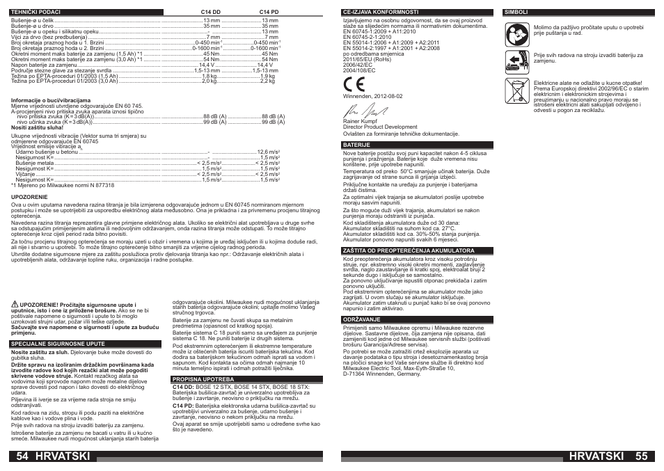 Hrvatski | Milwaukee C14 PD User Manual | Page 28 / 37