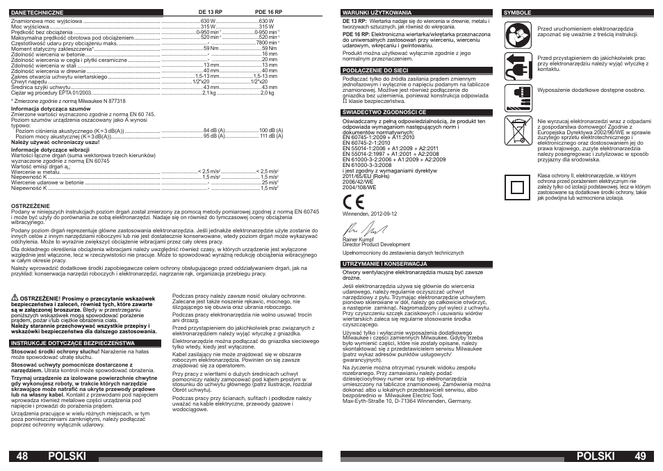 Polski | Milwaukee PDE 16 RP User Manual | Page 25 / 37