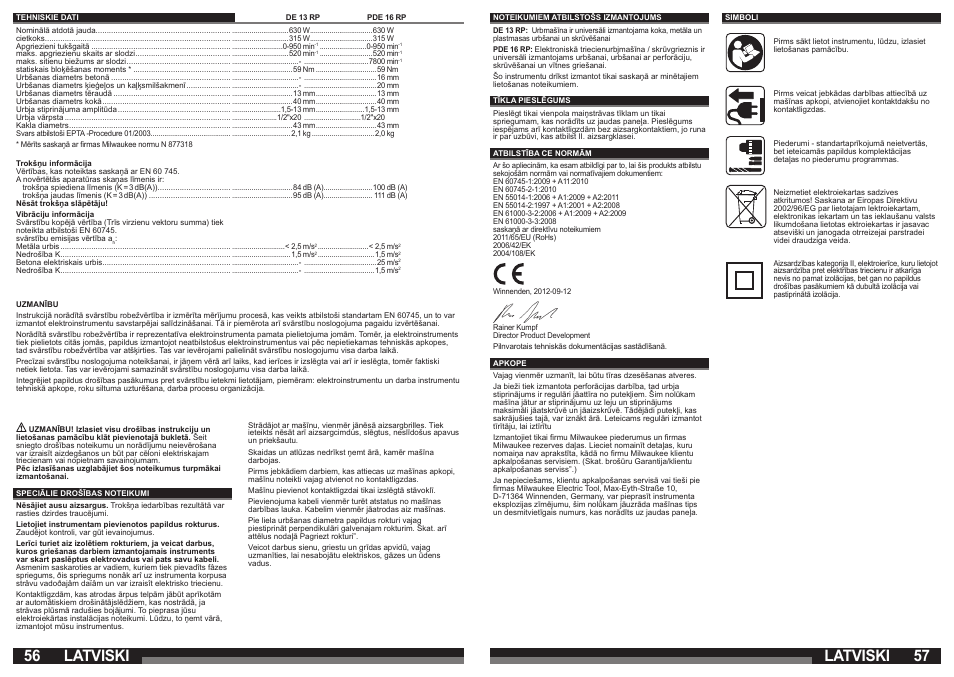 Latviski | Milwaukee PDE 16 RP User Manual | Page 29 / 37