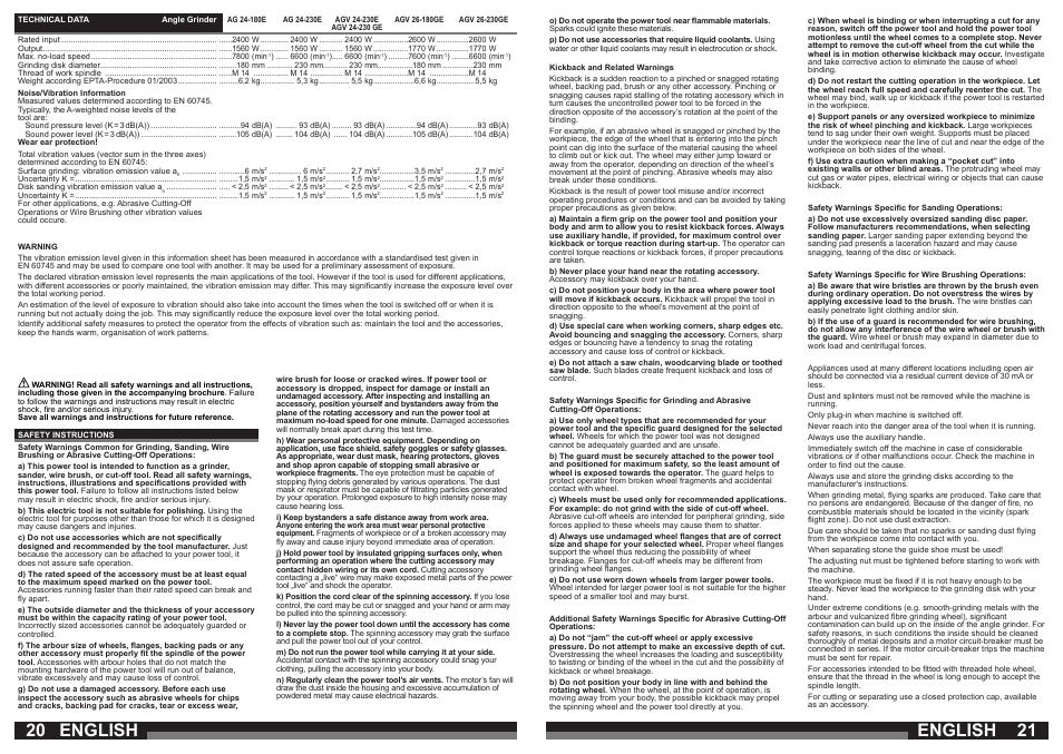 English | Milwaukee AGV 26-230 GE User Manual | Page 11 / 33