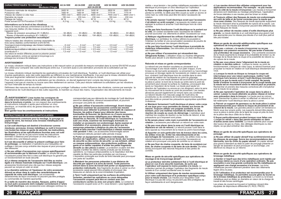 Français | Milwaukee AGV 26-230 GE User Manual | Page 14 / 33