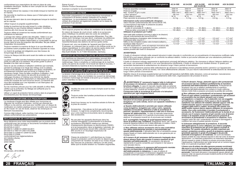 Français, Italiano | Milwaukee AGV 26-230 GE User Manual | Page 15 / 33