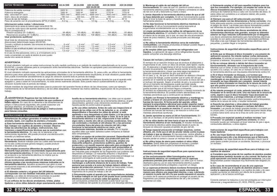 Español | Milwaukee AGV 26-230 GE User Manual | Page 17 / 33