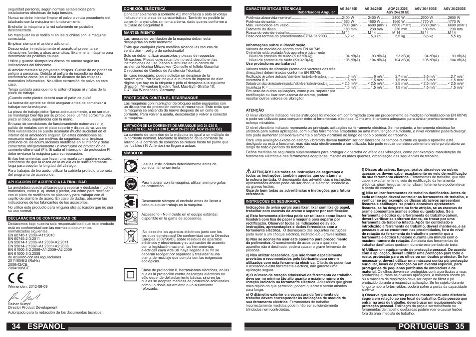 Español, Portugues | Milwaukee AGV 26-230 GE User Manual | Page 18 / 33