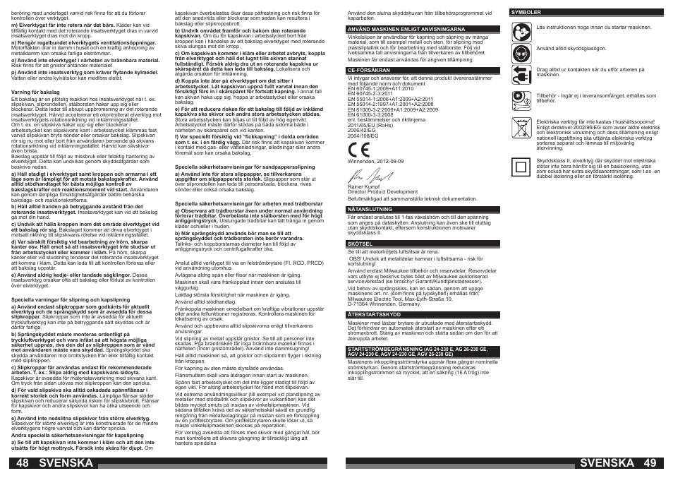 48 49 svenska, Svenska | Milwaukee AGV 26-230 GE User Manual | Page 25 / 33