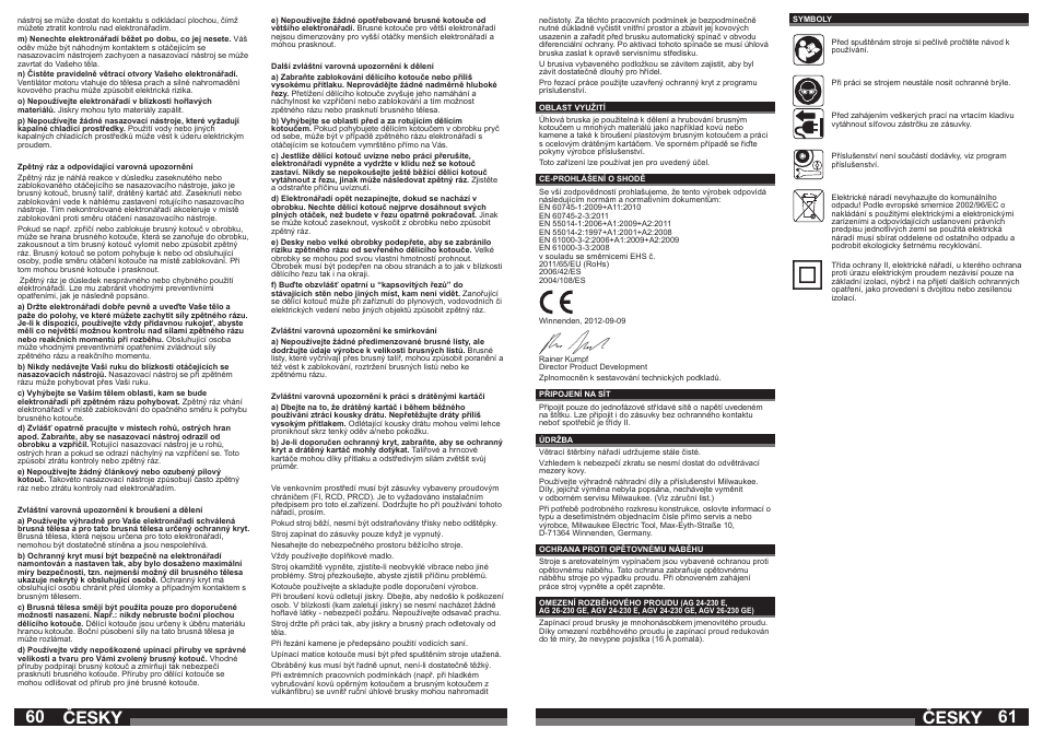 60 61 česky, Česky | Milwaukee AGV 26-230 GE User Manual | Page 31 / 33