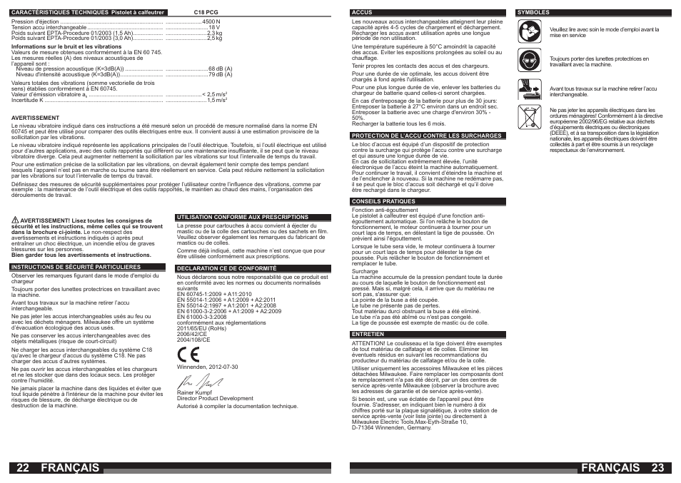 Français | Milwaukee C18 PCG User Manual | Page 12 / 37