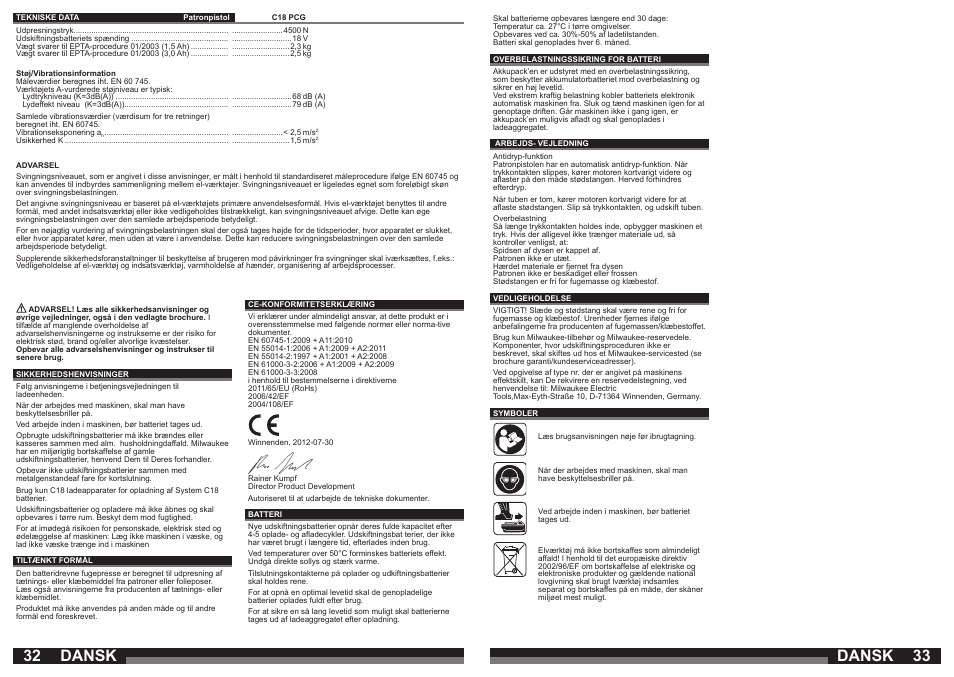 Dansk | Milwaukee C18 PCG User Manual | Page 17 / 37