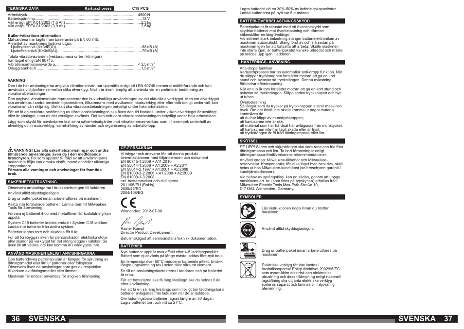 Svenska | Milwaukee C18 PCG User Manual | Page 19 / 37