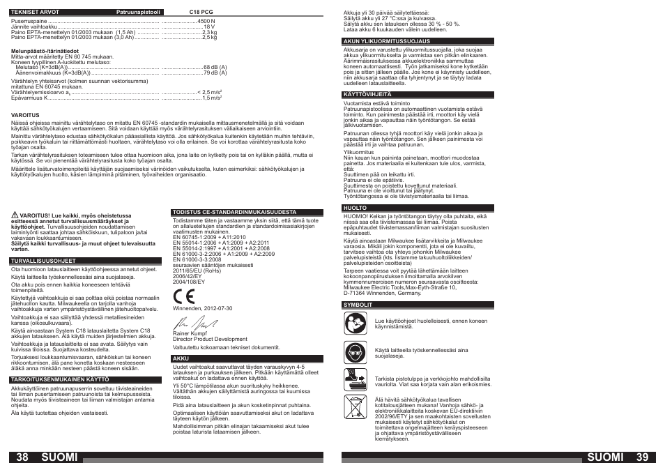 Suomi | Milwaukee C18 PCG User Manual | Page 20 / 37