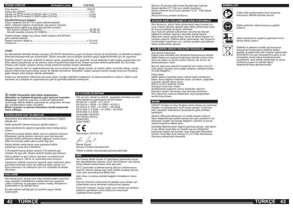 Türkçe | Milwaukee C18 PCG User Manual | Page 22 / 37