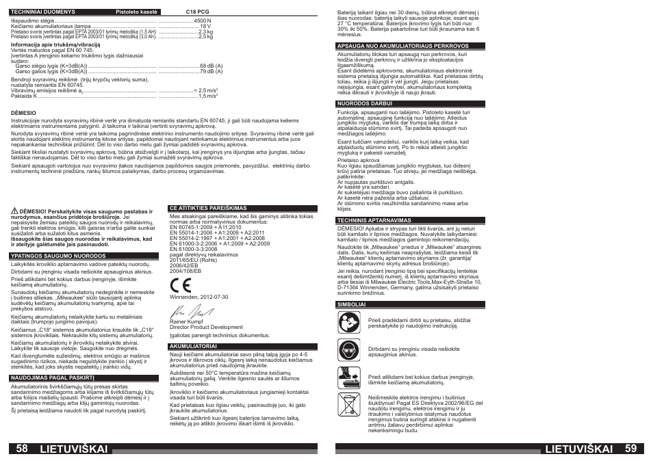 Lietuviškai | Milwaukee C18 PCG User Manual | Page 30 / 37