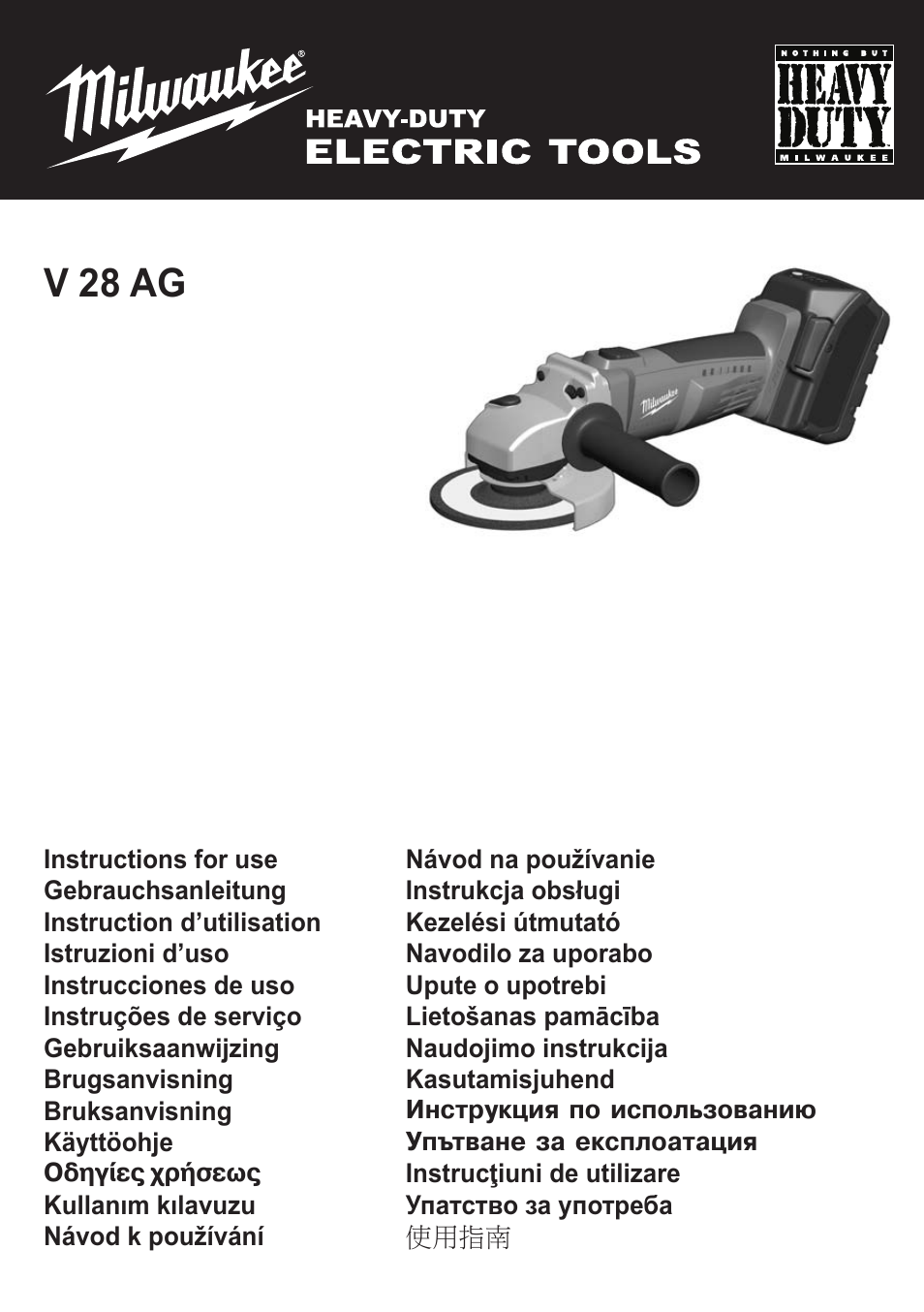 Milwaukee V 28 AG User Manual | 53 pages