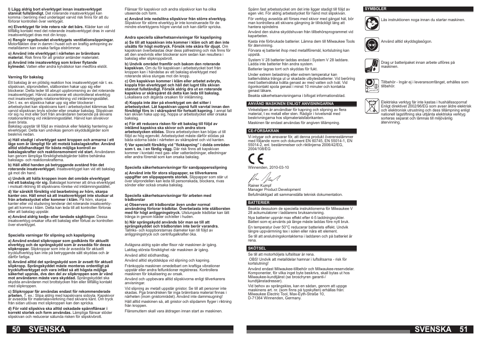 Svenska | Milwaukee V 28 AG User Manual | Page 26 / 53