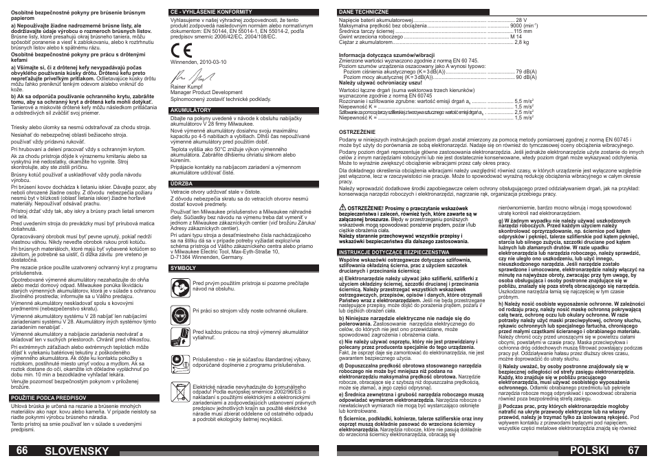 Polski, Slovensky | Milwaukee V 28 AG User Manual | Page 34 / 53