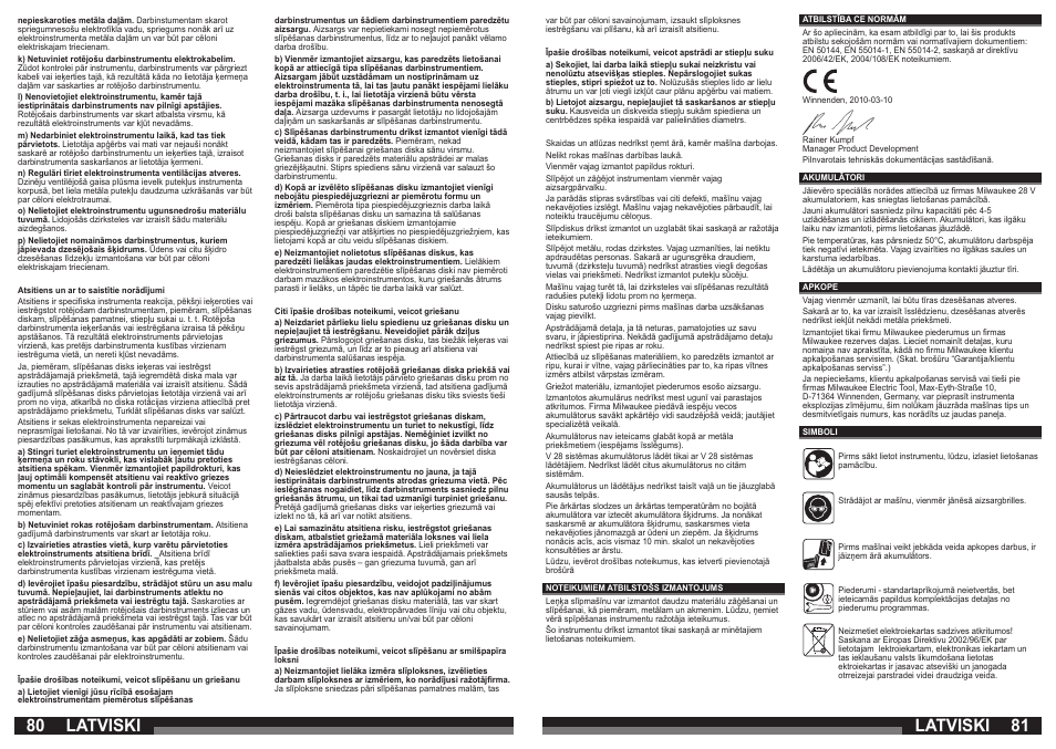 Latviski | Milwaukee V 28 AG User Manual | Page 41 / 53