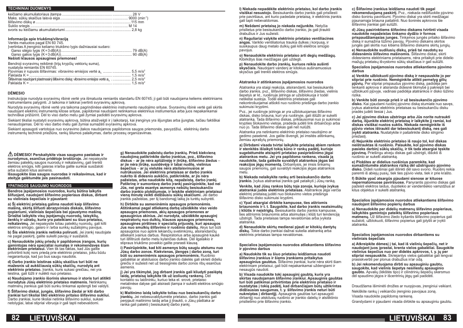 Lietuviškai | Milwaukee V 28 AG User Manual | Page 42 / 53