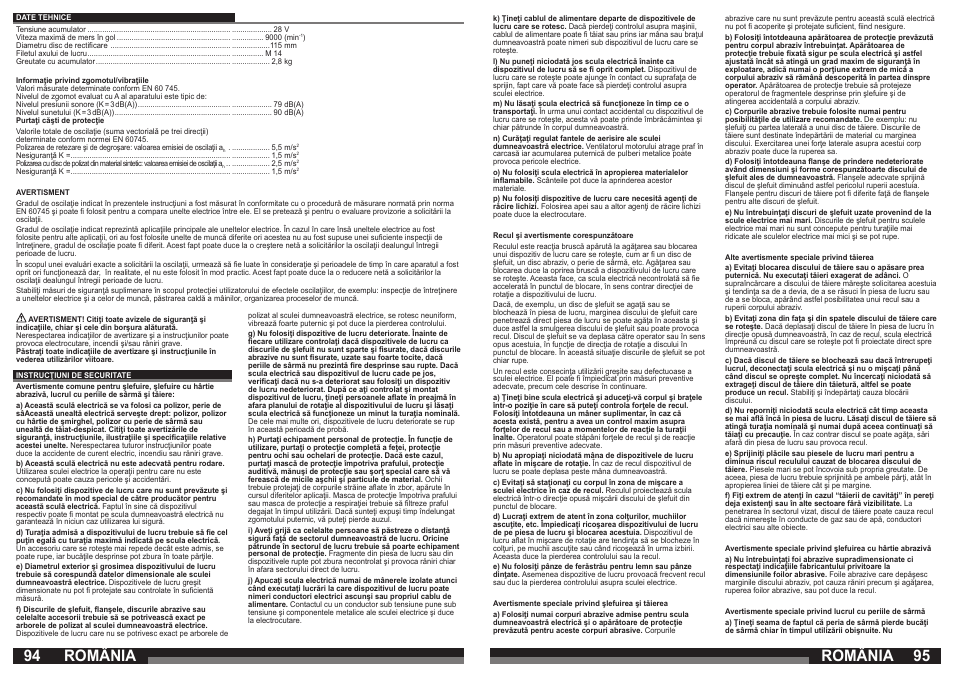 România | Milwaukee V 28 AG User Manual | Page 48 / 53