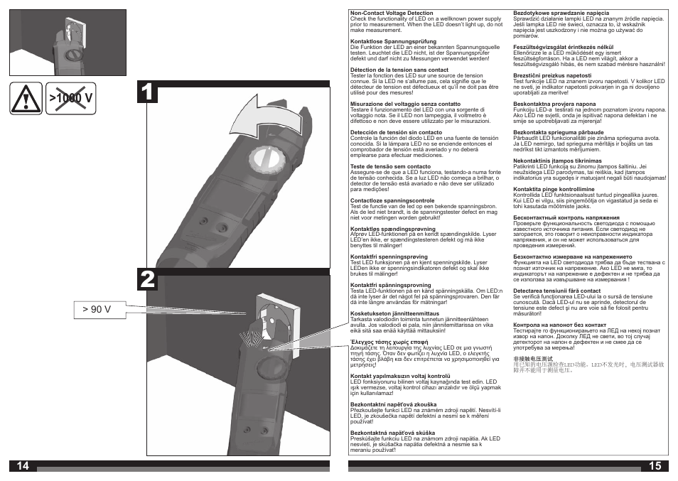 1000 v, 90 v | Milwaukee C12 FM User Manual | Page 8 / 40