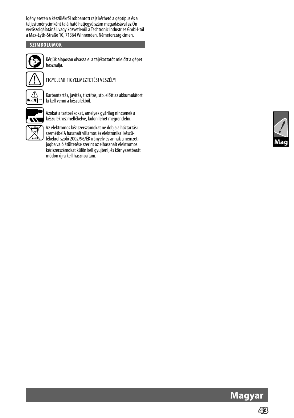 Magyar | Milwaukee M12 D E User Manual | Page 49 / 72