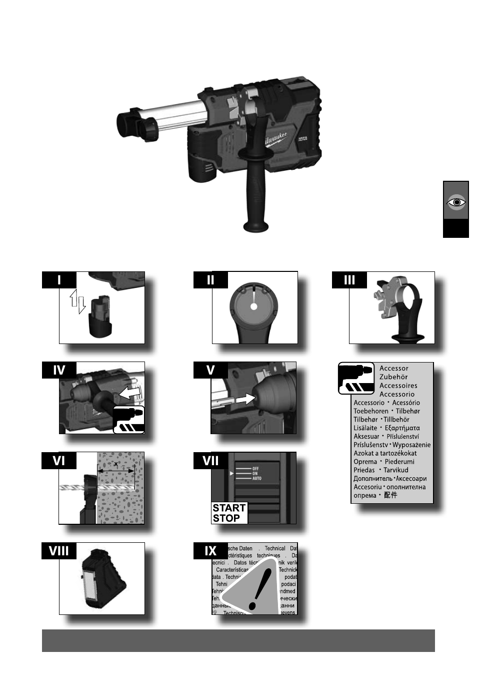 Ii iii iv viii ix v vii vi i | Milwaukee M12 D E User Manual | Page 5 / 72