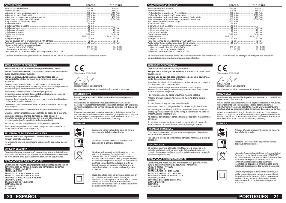 Español, Portugues | Milwaukee SB2-35 D User Manual | Page 11 / 23