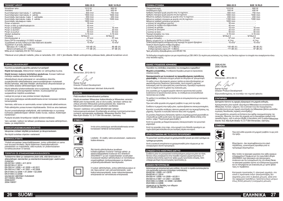 Suomi, Åëëçnéêá | Milwaukee SB2-35 D User Manual | Page 14 / 23