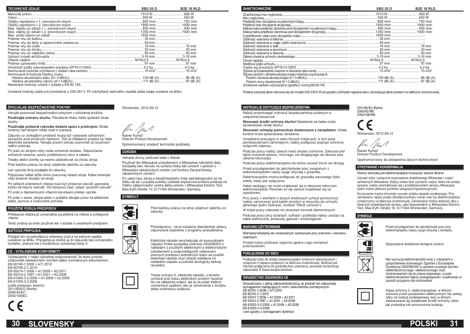 Slovensky, Polski | Milwaukee SB2-35 D User Manual | Page 16 / 23