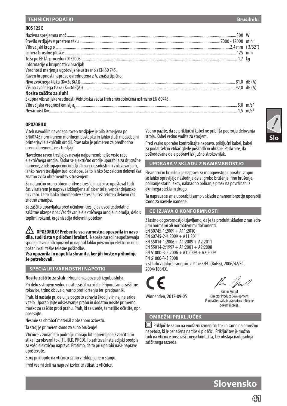 Slovensko | Milwaukee ROS 125 E User Manual | Page 43 / 62