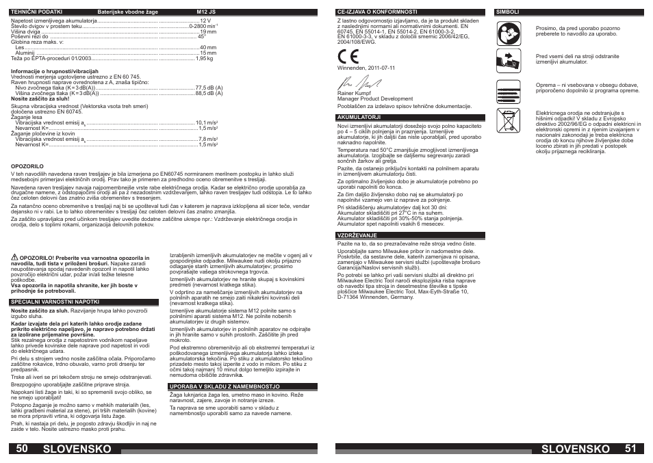 Slovensko | Milwaukee M12 JS User Manual | Page 26 / 37