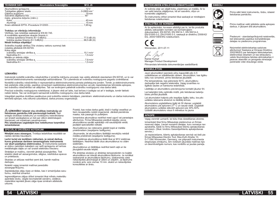 Latviski | Milwaukee M12 JS User Manual | Page 28 / 37