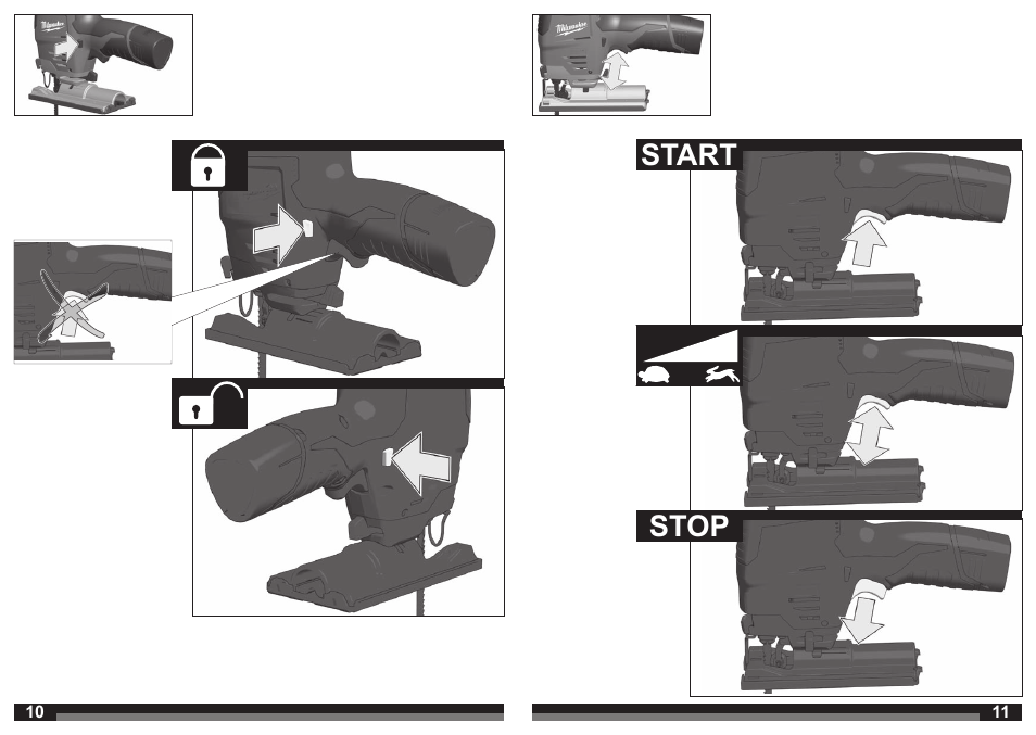 Start stop | Milwaukee M12 JS User Manual | Page 6 / 37