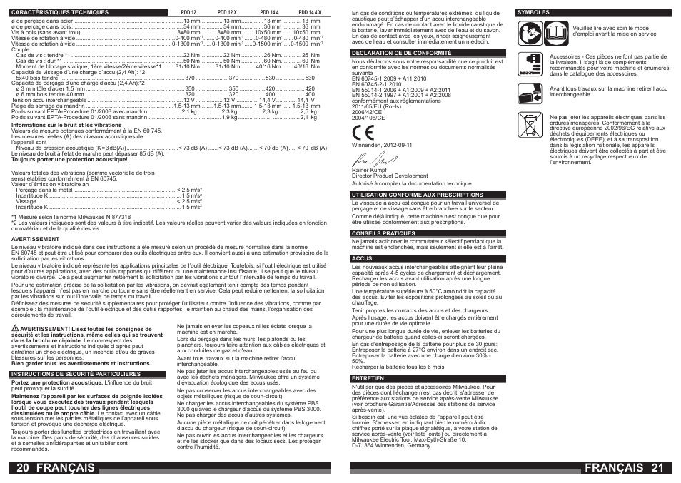 Français | Milwaukee PDD 14.4X User Manual | Page 11 / 37