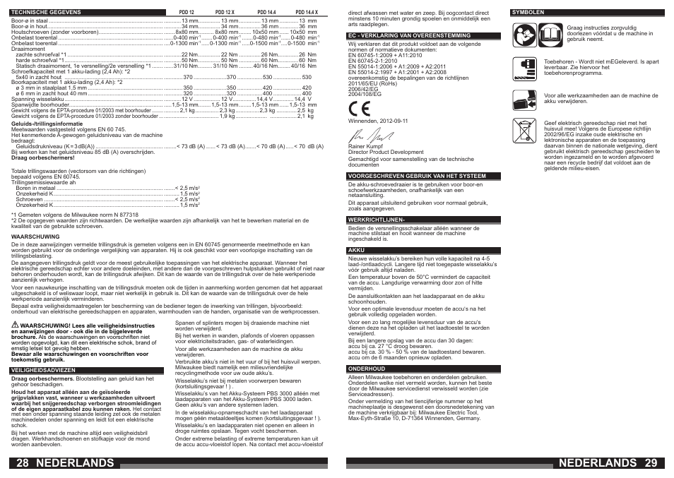 Nederlands | Milwaukee PDD 14.4X User Manual | Page 15 / 37