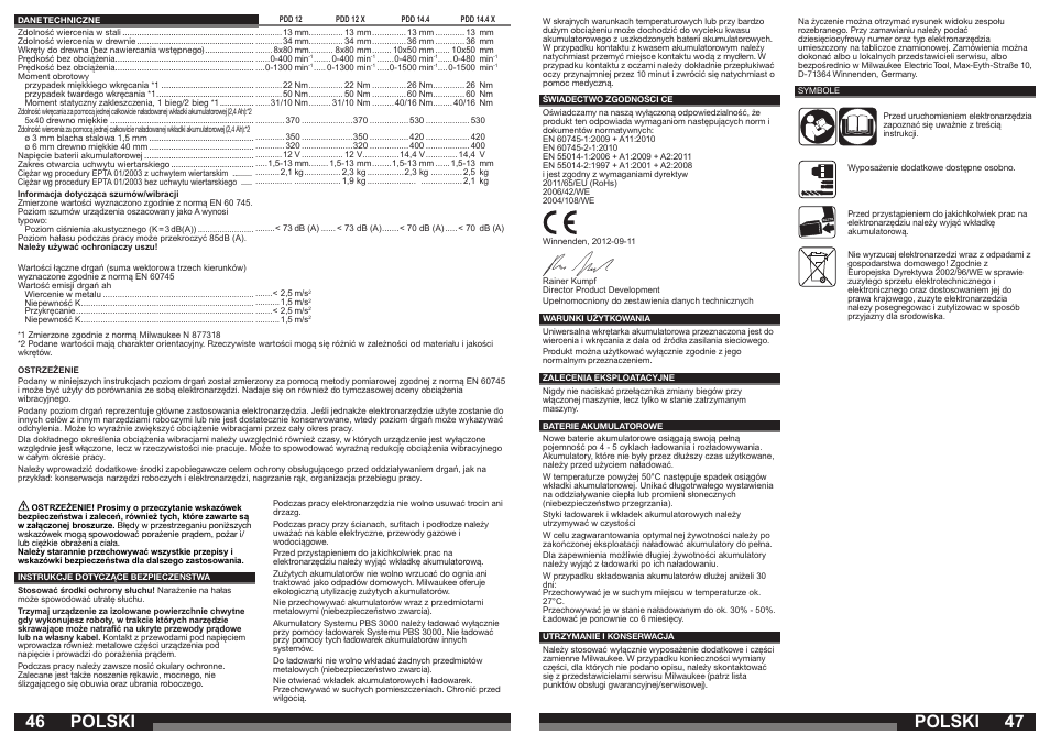 Polski | Milwaukee PDD 14.4X User Manual | Page 24 / 37