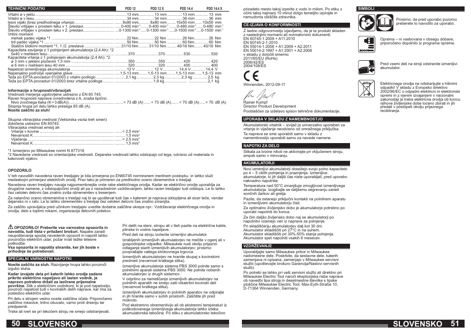 Slovensko | Milwaukee PDD 14.4X User Manual | Page 26 / 37