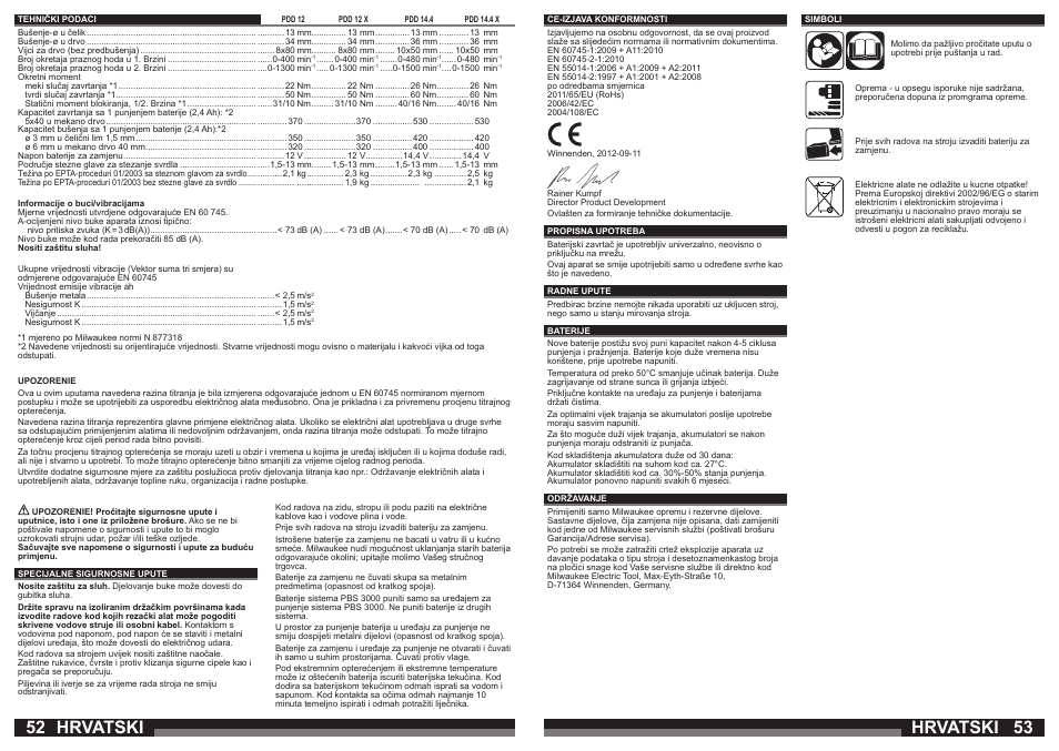 Hrvatski | Milwaukee PDD 14.4X User Manual | Page 27 / 37