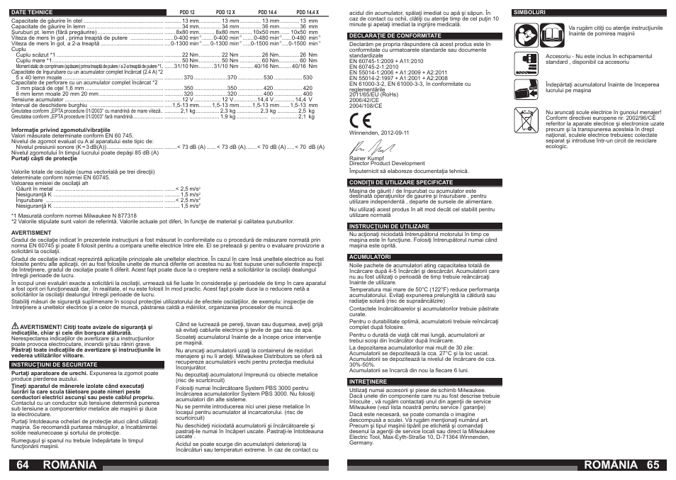 România | Milwaukee PDD 14.4X User Manual | Page 33 / 37