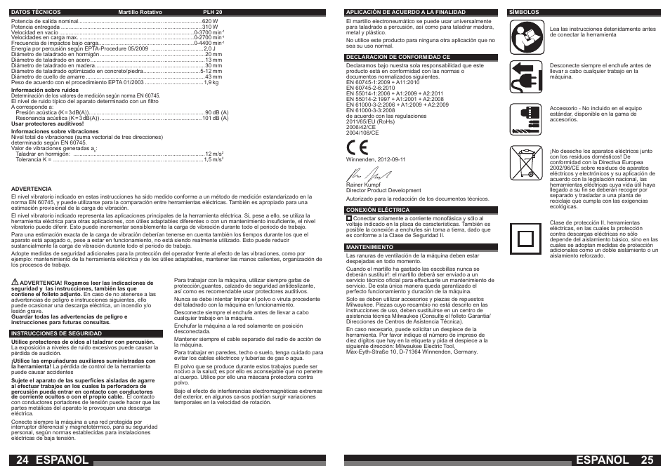 Español | Milwaukee PLH 20 User Manual | Page 13 / 37