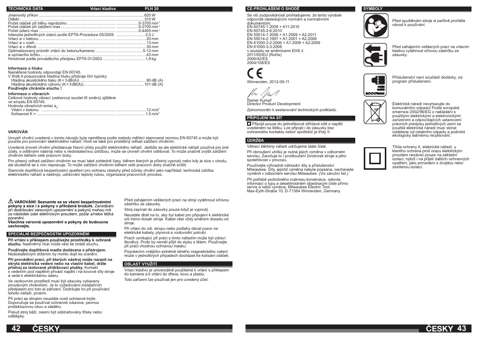 Česky | Milwaukee PLH 20 User Manual | Page 22 / 37