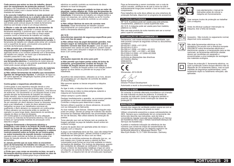 Portugues | Milwaukee AP 12 E User Manual | Page 15 / 47