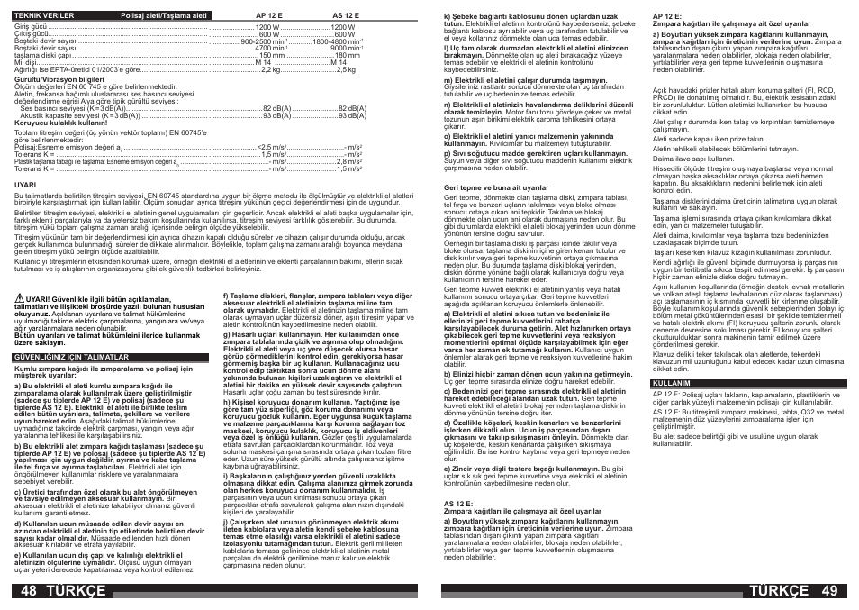 Türkçe | Milwaukee AP 12 E User Manual | Page 25 / 47