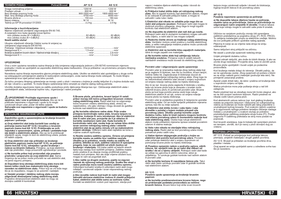 Hrvatski | Milwaukee AP 12 E User Manual | Page 34 / 47