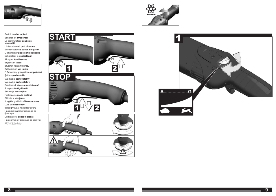 Stop, Start, A...................g | Milwaukee AP 12 E User Manual | Page 5 / 47