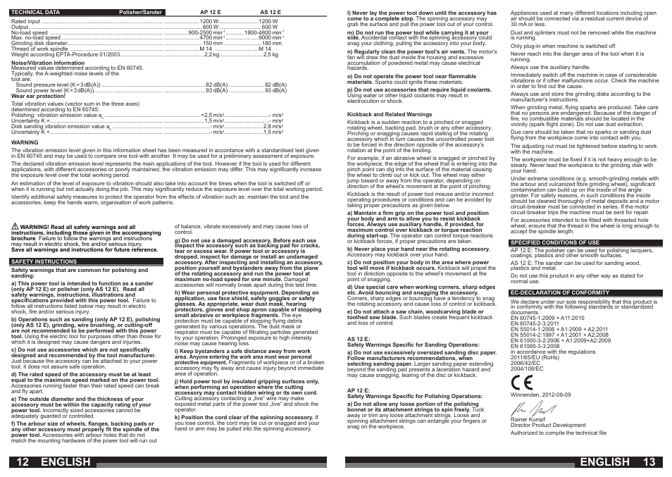 English | Milwaukee AP 12 E User Manual | Page 7 / 47