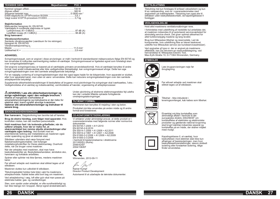 Dansk | Milwaukee PCE 3 User Manual | Page 14 / 35