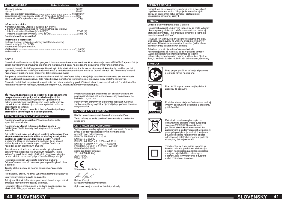 Slovensky | Milwaukee PCE 3 User Manual | Page 21 / 35