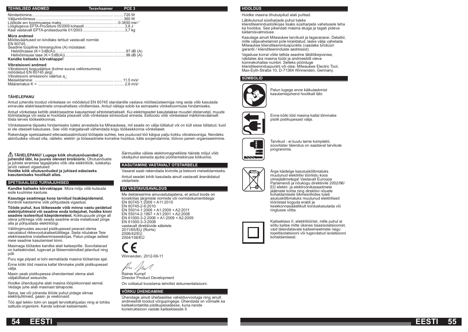 Eesti | Milwaukee PCE 3 User Manual | Page 28 / 35