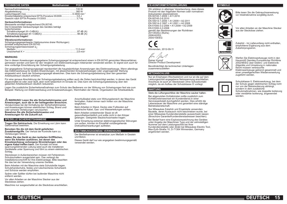 Deutsch | Milwaukee PCE 3 User Manual | Page 8 / 35